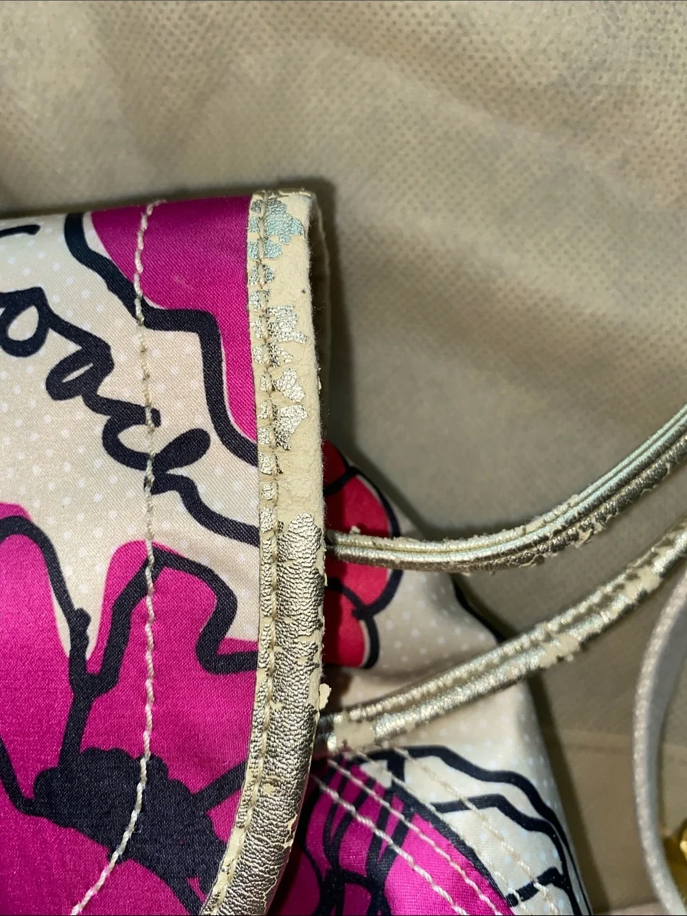 Coach Poppy Graffiti Floral Print Nylon Women's Backpack with Gold-Tone Accents